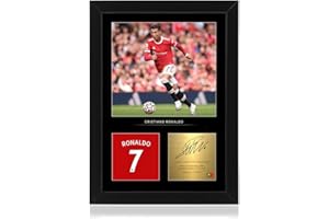 S STEEN Signed Cristiano Ronaldo A4 Photo Display With Frame Included | Gift For United Fans | Gift For Cristiano Ronaldo Fans | Football Memorabilia | United Memorabilia