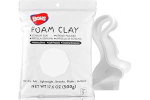 BOHS Argile Mousse Blanche de Modélisation - Moelleuse, Douce, Autodurcissante - pour Projet Scolaire, Cosplay, Fausse Cuisson, Fournitures de Slime - 1,1 Lbs/ 500 Grammes
