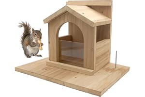 Zeqeey Eichhörnchen Futterautomat aus Holz, langlebige Streifenhörnchen Futterplattform mit großer Kapazität zum Füttern von Wilden grauen und roten Eichhörnchen im Freien