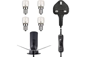 Haraqi Salt Lamp Cord with Control +Safe Plug and 4 Bulbs (E14 Original Replacement),| Himalayan Salt lamp Replacement Spare Power Cord Cable