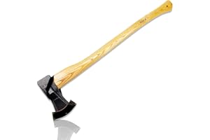 Hacha Xforst Vizcaina con Mango de Madera de 80 cm y una Hoja de Acero al Carbono Pulido de 2,6 kg. Incluye una Funda de Cuero marrón. Modelo X-UW12M