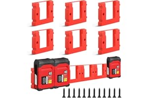 VOHESEA Pack of 6 Battery Holder Wall Mount for Einhell Power X-Change 18 V Batteries, Battery Dock Holder, 18 V Battery Wall Mount, Battery Holder with 12 Screws, Battery Holder Wall Mount for Mounting Walls
