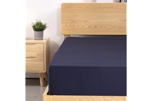 TOCOMOA prześcieradło z gumką 140 x 200 cm, ciemnoniebieskie, na łóżko kontynentalne, prześcieradło z mikrofibry, miękkie i trwałe, do materaca o wysokości 30 cm