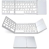 Wireless BT Keyboard - Folding, Touchpad, Portable Ultra Thin - Windows/Android/iOS Compatible - Silver