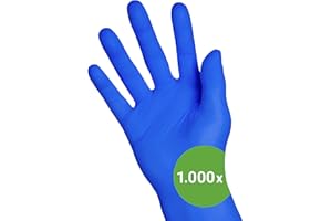 Kemes Lot de 1 000 gants jetables en nitrile sans latex sans poudre, Nitrile - Tailles S, M, L, XL (Taille L, bleu foncé, 1 000 pièces)