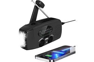 SOLARBABY Radio solare di emergenza, radio a manovella con funzione di ricarica USB, NOAA casa e campeggio, radio meteo con AM/FM, dinamo torcia a manovella, allarme SS, radio a manovella portatile e
