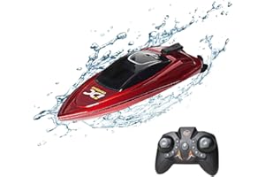 KOBONA RC Boat, 2.4G Waterproof Ring Boat Toy, Remote Control, USB Rechargeable, Kids & Adults, Blue/Red/Green (Red)