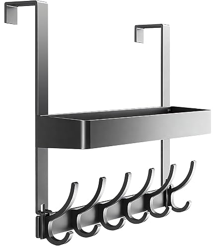 Tür-Organizer Mit 12 Haken & 2 Netzkörben – Garderobe Für Bad, Küche, Schlafzimmer (schwarz)
