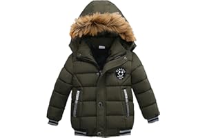 SOSOUL Boys Winter Down Jacket Coat Waterproof Faux Fur Hooded Parka Kids for 2-6 Years Teenage Snowsuit Outerwear