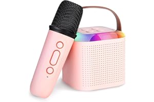 Aveek Mini-Karaoke-Maschine für Kinder,Tragbarer Bluetooth-Lautsprecher mit drahtlosem Mikrofon für Kinder,Geschenke für Mädchen und Jungen - 1 Packung Pink
