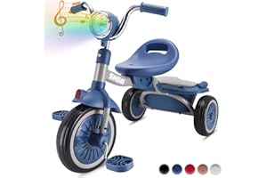SIMEIQI Toddler Tricycle Foldable Kids Pedal Trike Pedal 3 Wheels Baby Walker Trike for Boys Girls 1-4 Years Old Rear Storage Box Music Headlight