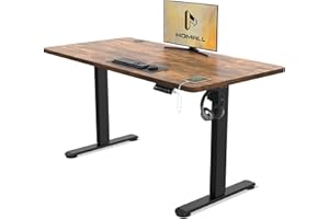 Homall Electric Standing Desk 120x60cm Height Adjustable Desk with USB Charging Sit Stand Desk with Time Reminder Stand up Desk 3 Memory Setting Electric Desk Wire Management Tray,Rustic Brown