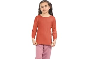 janisramone® Girls' T-Shirts - Casual Long Sleeve Round Neck Girls School Shirts - Stretchy & Comfortable Girls Long Sleeve Tops
