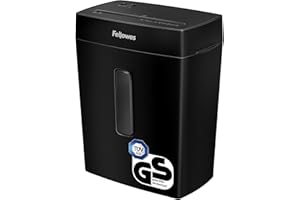Fellowes Aktenvernichter, Papierschredder für 8 Blatt Partikelschnitt, Aktenvernichter P4, Schredder für Zuhause und Homeoffice, 15L Papierkorb, verarbeitet Kreditkarten, Heftklammern, Schwarz