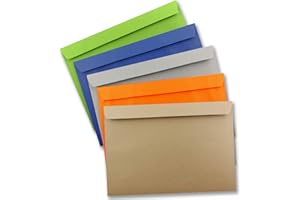 FARBENFROH BY GUSTAV NEUSER Lot de 10 grandes enveloppes - XXL - DIN C4 - Mélange de couleurs – 1 - 22,9 x 32,4 cm – Fermeture adhésive sans fenêtre – Enveloppes d'expédition pour format A4