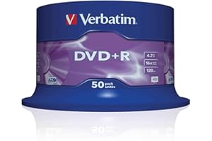 Verbatim DVD+R 16X 4.7GB Branded Matt Silver,50 Pack, 43550 (Matt Silver,50 Pack)