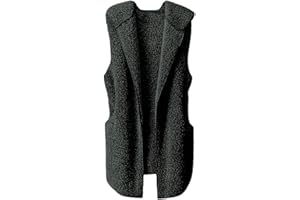 Lulupi Damen Fleeceweste Plüschweste Winter Warm Ärmellos Fleecejacke Hoodie Teddy Jacke Faux Fur Plüsch Weste Pullover Winterjacke mit Kapuze