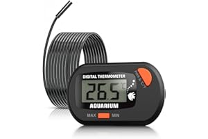 HOUDIAN Termometro per acquario con sonda e ventosa, termometro digitale per la temperatura dell'acqua LCD per acquario, acquario, rettili marini, terrari (nero-1 pezzo)