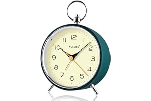 Generico TENOCK Sveglia Analogica Per La Camera Da Letto Senza Ticchettio Con Luce Notturna Snooze Sveglia Retrò Rotonda Da 4,3'' Orologio Alimentato A Batteria Per La Camera Da Letto Verde