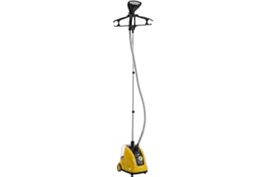 HOMCOM Défroisseur vapeur vertical défroisseur à vêtements 1,4 L 1950 W débit vapeur 30g/min tige telescopique jaune noir