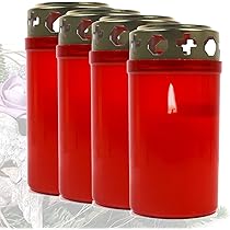 Hofer Lot De 6 Bougies Funéraires - Durée De Combustion De 7 Jours - L'original [Souvenir Select] Résistantes à La Pluie - Avec Couvercle - Bougie Funéraire Avec Motif Et Inscription
