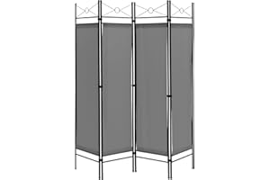 COSTWAY 4 Panel Folding Room Divider, Freestanding Wall Privacy Screen Protector with Detachable Cloth, Home Living Room Bedroom Office Paravent Partition Separator (Grey)