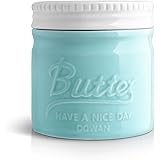 Französische Butterdose Keramik - 150ml, Mit Buttermesser, Blaugrün