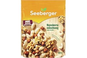 ‎SEEBERGER Seeberger Nusskernmischung: Pure Nuss-Mischung aus knackigen Haselnusskernen, Mandeln, Walnüssen & Cashewkernen - intensives Nuss-Aroma, glutenfrei (1 x 400 g)