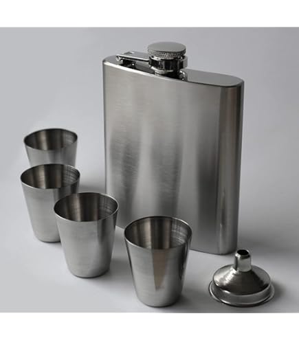 6er Set Edelstahl Flachmänner - 8oz Tragbare Whiskeyflaschen Mit Trichter