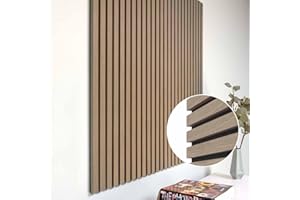 JELLE & JACOB Panneaux acoustiques muraux en placage bois noyer 104 x 52 cm, lot de 2 panneaux tasseaux sur feutre acoustique noir, lamelles 3D, acoustique agréable - déco intérieure scandinave