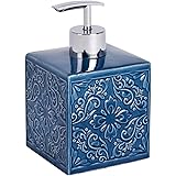 Wenko Cordoba Dosificador de Jabón 0.5 L, Cerámica, Azul, 8.5x8.5x13 cm