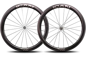ICAN Alpha 40/50 MAX 1440g/1500g Ruedas de Carbono, 700C Juego de Ruedas de Bicicleta de Carretera de Carbono 40mm /50mm de Ancho Clincher Tubeless Ready Rim Brake Pillar SA1423 Spokes