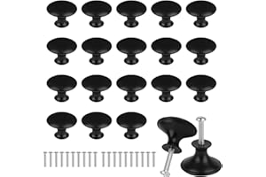 Smloplom Pomelli per mobili, colore nero, 20 pezzi, 30 mm, pomelli per armadio con viti, per cassetti, armadi, mobili da cucina, ecc