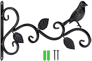 PANSYFEN Haken für Blumentöpfe mit 2 Schrauben Eisenhandwerk Blumenampel Halter Hängender Pflanzenhalter Hängendes Blumen Hakengestell Vogel Pflanzenhaken Wandmontage für Hängender Blumentopf Feeder Windspiel