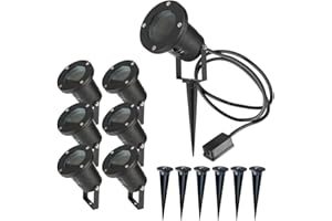 OXEO Spots extérieurs avec piquet X6 - Pour Ampoule LED GU10 - Câble 1m50 - Éclairage de Jardin à piquer - Orientable - Étanche IP65