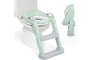 KIKKA BOO Adaptateur WC pour enfant KikkaBoo avec échelle LEA, réducteur de toilette, pliable et réglable, design anatomique, rembourrage amovible et doux, poignées, antidérapant, 18 mois et plus, menthe