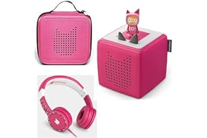 BOXINE Toniebox Starterset Pink + Ordnungsbox für viele Tonies + Kinderkopfhörer Tonie-Lauscher