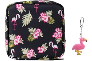 DHSBGWSX 1 borsa fenicottero, 1 portachiavi fenicottero, graziosa custodia per assorbenti igienici, borsa mestruale, borsa multiuso