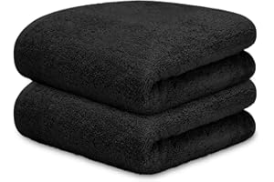 DECASATEXTIL Pack 2 Toallas Lavabo 50x100cm Algodón 450g/m² – Suaves y Absorbentes – Toallas Baño y Mano para Lavabo, Gimnasio o Aseo (Negro)