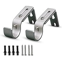 4-Pack Silver Stainless Steel Curtain Rod Brackets - 1 Inch Diameter Round Tube Holders With Set Screws