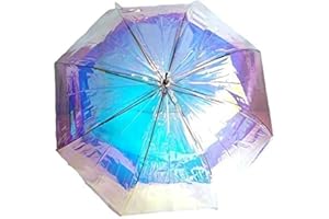 GOODFORGOODS Goods4good Paraguas Cambia de color con la luz Transparente Holográfico Iridiscente, Diseño Largo con Mango Curvo, Efecto Arcoíris Diámetro 105cm