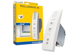 Schellenberg 22638 Elektrischer Rolladen Gurtwickler Unterputz RolloDrive 45, bis 4 m² Rollladenfläche, 23 mm Gurtbreite Zugkraft 12 kg, mit Zeitautomatik und Netzteil