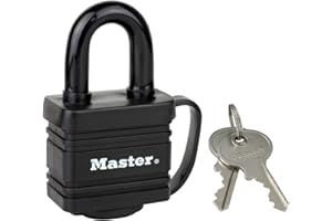 Master Lock 7804EURD Laminated Padlock with Key and Thermoplastic Cover, Black, 7,8 x 4 x 2,9 cm