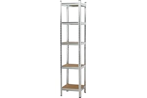 KG KITGARDEN Estantería Metálica Almacenaje de Acero Galvanizado con 5 Baldas de MDF, 180x40x40cm