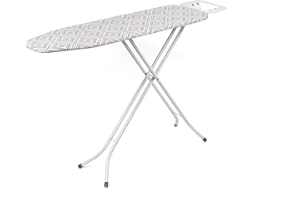 Kleeneze KL058270UKDIAEU 114 x 34 cm Planche à Repasser Pliable, Motif Bande Losanges, 12 Positions de Hauteur Réglable, Table Repassage avec Repose-Fer, Housse en 100% Coton et Lavable en Machine
