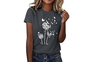 NQYIOS Sexy Tops for Women, Sunflower Printed T Shirt for Women Casual Graphic Short Sleeve Tee Tops Crew Neck Slim Shirts Tee Blouse Extra Long Tee Shirts for Women Women's Vests