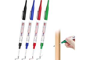 Kotkiddy® 4 sztuki markerów do głębokich otworów metalowych, 32 mm, bardzo długa końcówka, znaczniki otworów, narzędzie do oznaczania otworów na plac budowy