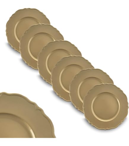Set Di 4 Sottopiatti Smerlati Champagne Brandani, Diametro 33 Cm, In Polipropilene, Ideale Per Un Tavolo Elegante