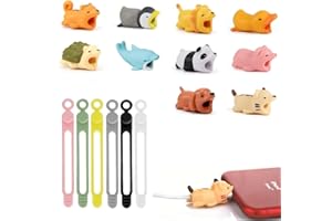 KIUIOM Tiere Kabelschutz,Cable External Protector,Kabelbruchschutz Kunststoff,16PC Silikon Kabelschoner mit Wiederverwendbare Kabelbinder Silikon für Meisten Telefone Laptops Typ C Ladegerät Datenkabel
