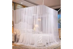 UQTUKO Grande Zanzariera letto matrimoniale a Baldacchino Quadrata Facile da Installare, 200 x 210 x 220 cm